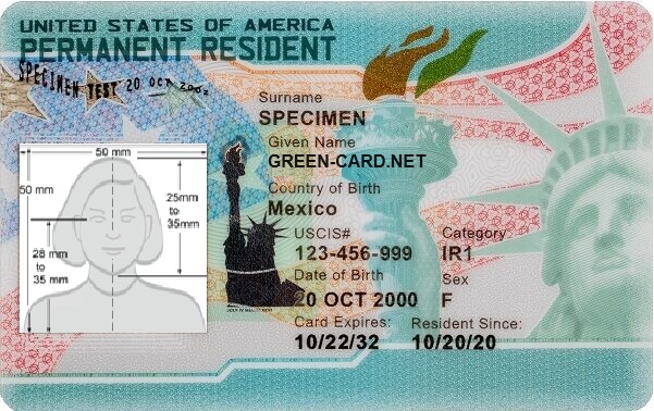 image of a Green Card valid in 2024